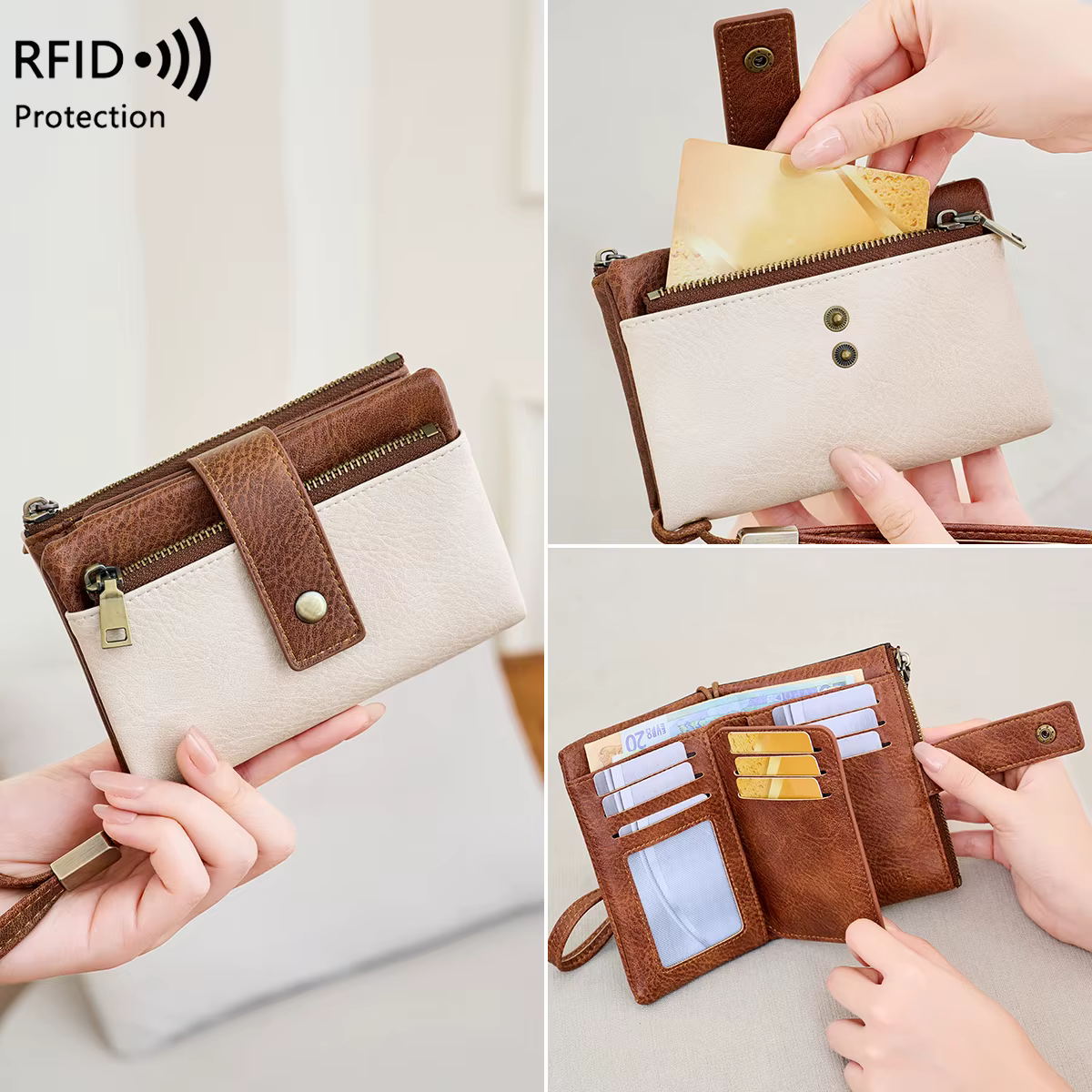 Portefeuille Vintage bloquant RFID pour femmes