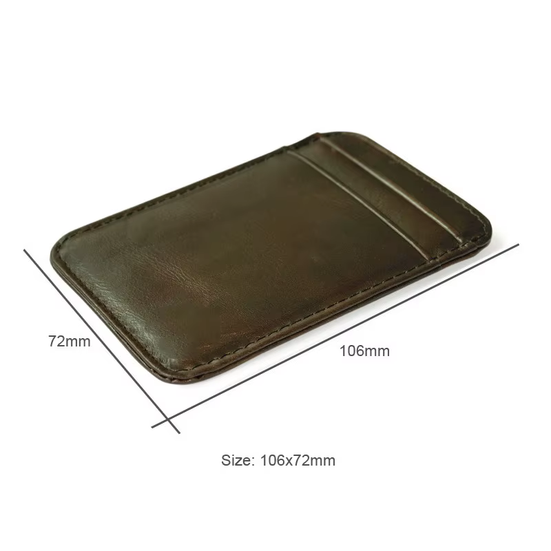 Mini portefeuille 100 % cuir véritable pour hommes – Porte-cartes de crédit/Bus fin avec poche pour identification