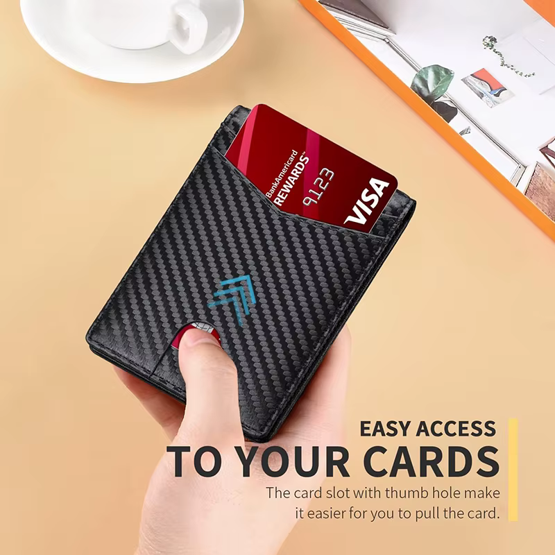 Portefeuille pour hommes en cuir Rfid ultra fin avec fenêtre d'identification
