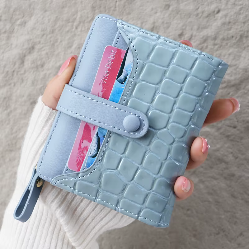 Mini portefeuille pochette imprimé crocodile