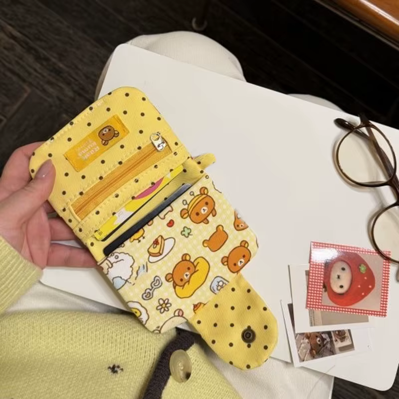 Porte-monnaie Ours Rétro Tendance Style Ins pour Étudiants avec Option Porte-clés