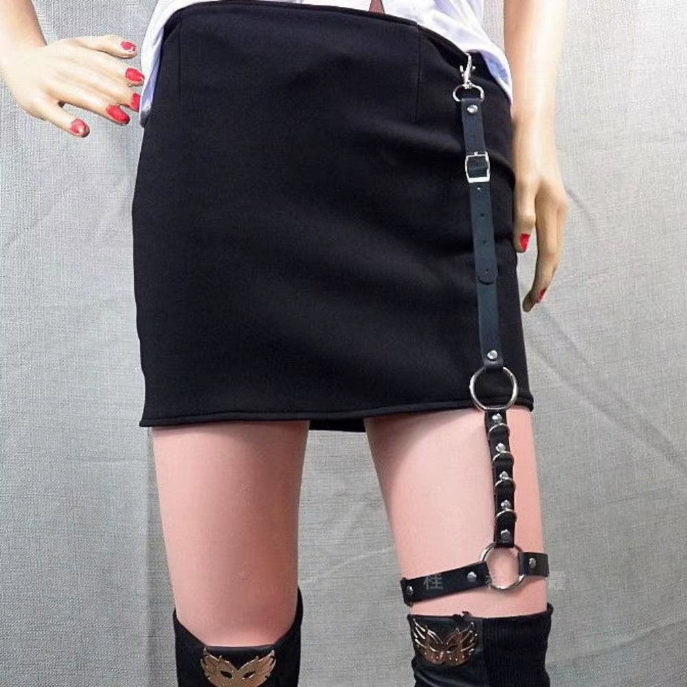 Ceinture de jupe en cuir PU pour femme
