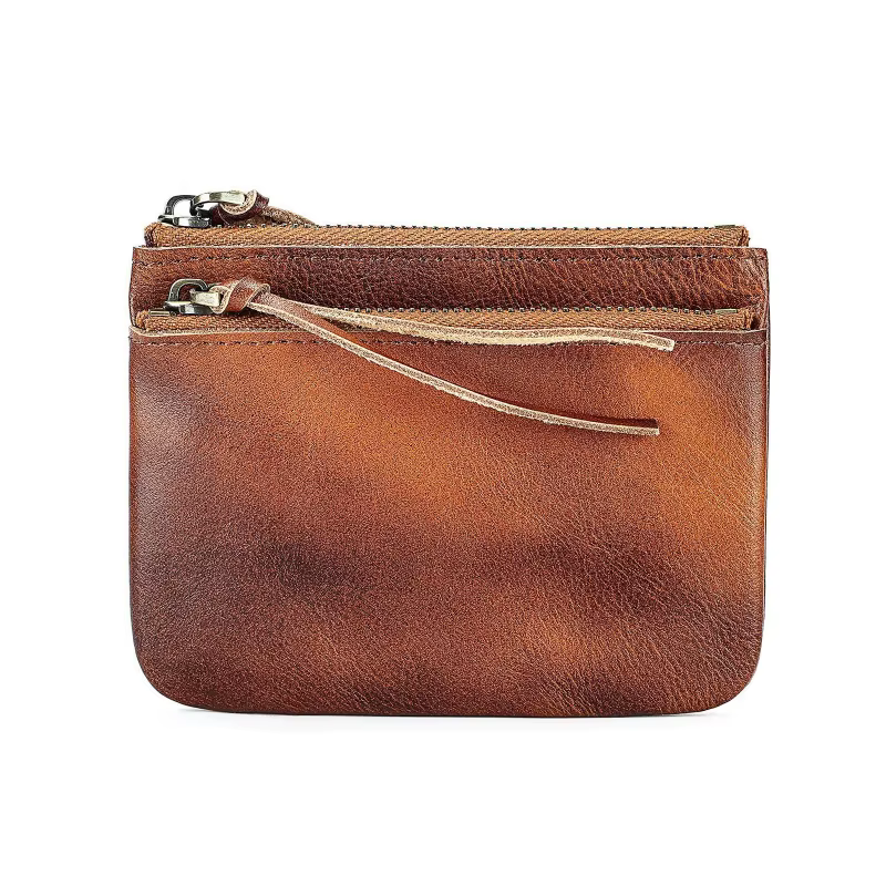Porte-monnaie vintage en cuir véritable