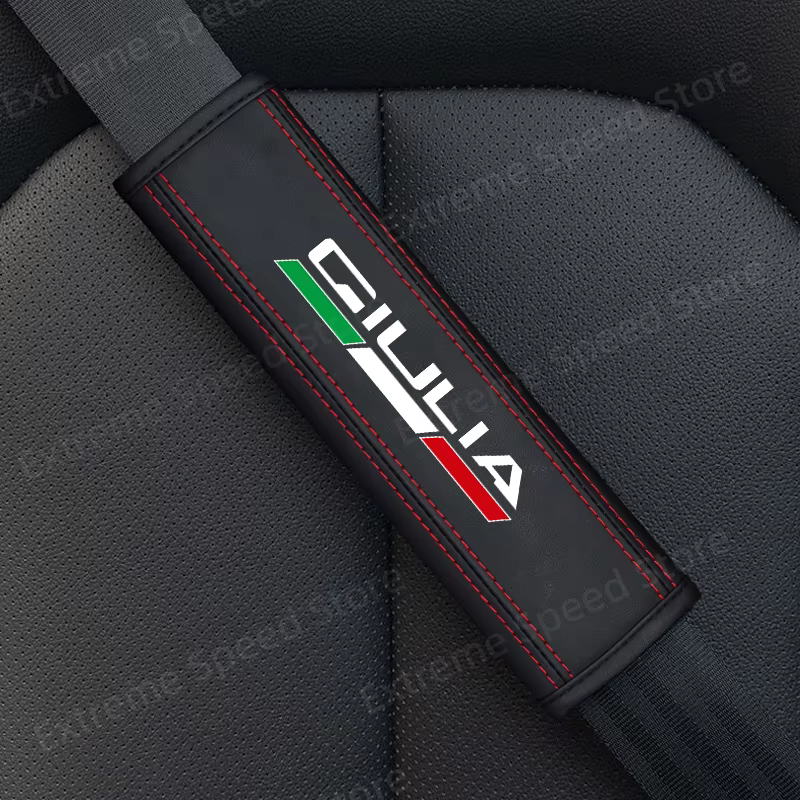 Coussin de ceinture de sécurité de voiture en cuir, emblème pour Stelvio Giulietta Giulia, accessoires de protection des épaules