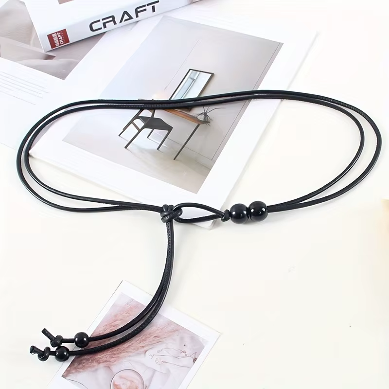 Ceinture fine réglable pour femmes, 1 pièce, avec Accents de perles brunes, cintré à la taille pour robes, chemises, vestes, rehausseur de Style jour à nuit