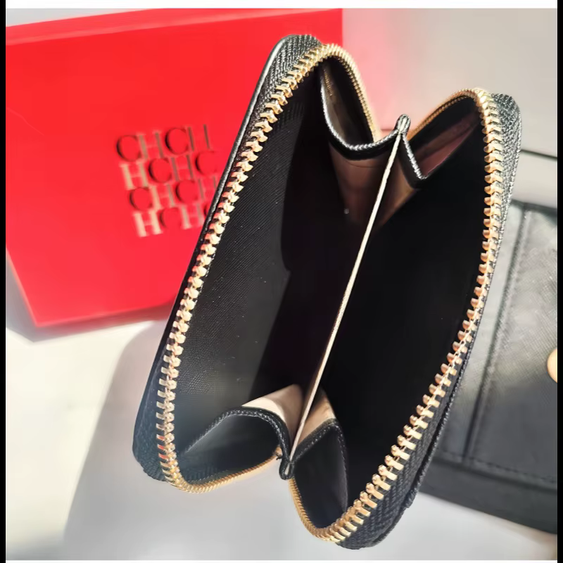 CHCH – portefeuille court de couleur unie pour femmes