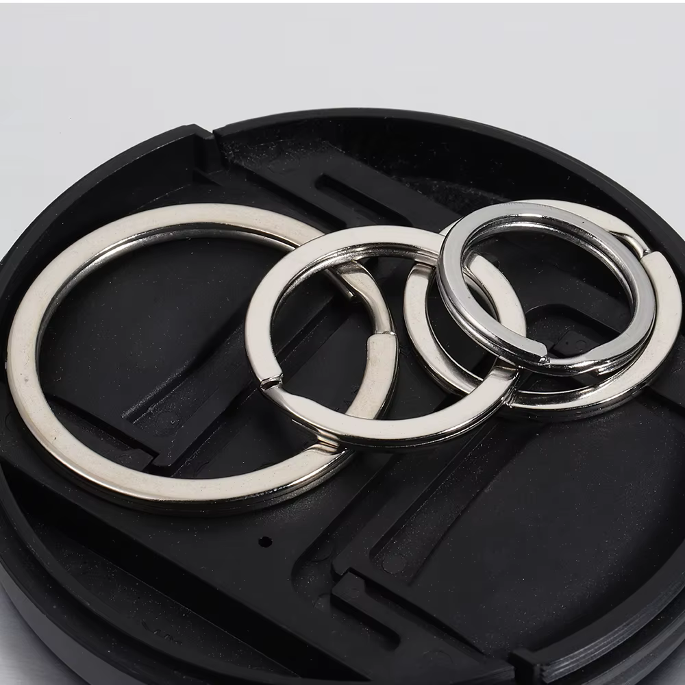 Porte-clés en métal, 15-50mm, ligne plate ronde, anneaux fendus, pour bricolage, pendentif, accessoires de fabrication de bijoux, 20 pièces/lot