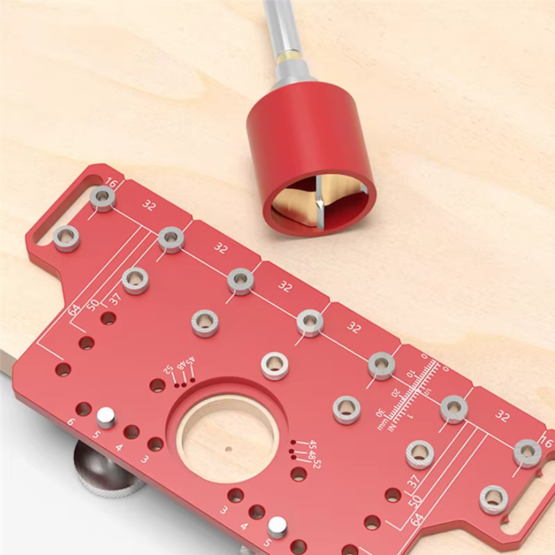 Gabarit de perçage de broche d'étagère de poignée de porte de BHBD-2In1, localisateur de perçage de charnière pour le travail du bois, gabarit de perforateur de trou de porte d'armoire à charnière
