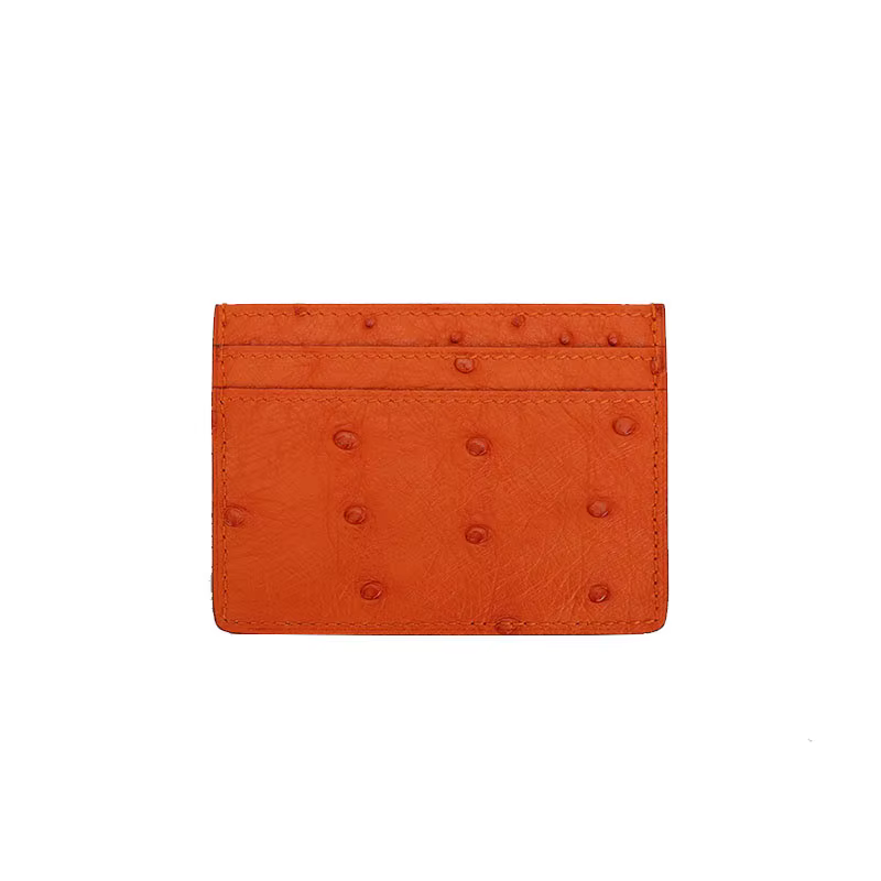 Porte-cartes unisexe en cuir véritable pour hommes et femmes, marque de mode, étui de luxe, cuir d'autruche véritable, porte-cartes de crédit, petit sac, portefeuille