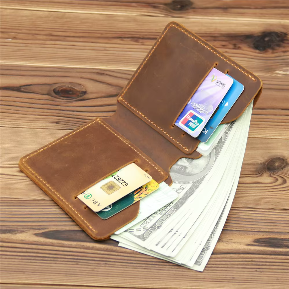 Portefeuille rétro en cuir véritable pour hommes