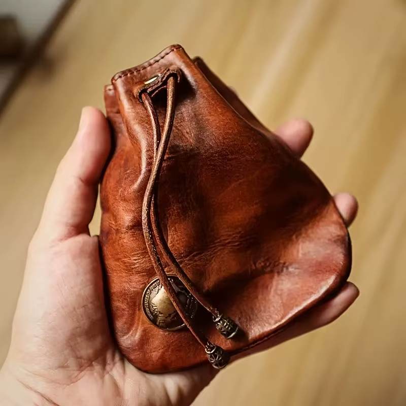 Portefeuille vintage en cuir tanné végétal