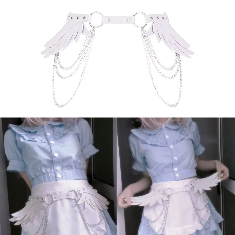 Ceinture en cuir à chaîne multicouche avec ailes d'ange, Sexy et tendance, mode créative, joint de taille, jupes de personnalité, Jeans décoratifs
