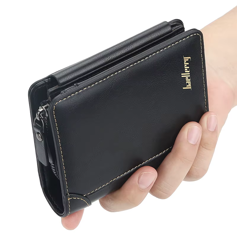 Nouveaux hommes en cuir portefeuilles de haute qualité fermeture éclair court design porte-carte homme sac à main