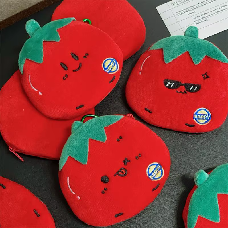 Porte-monnaie en peluche en forme de tomate