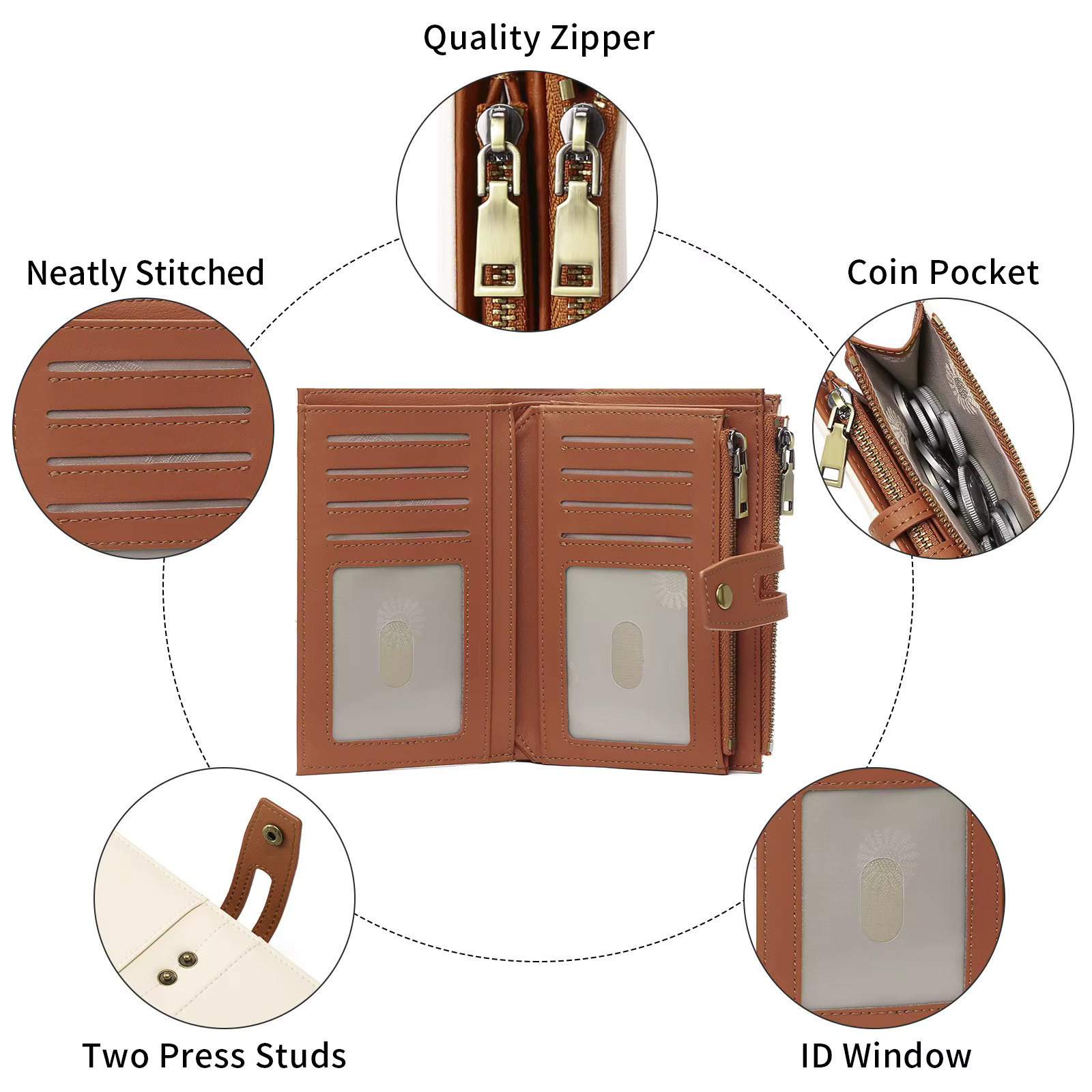 Zency-Portefeuille long en cuir véritable unisexe, pochette en cuir de vachette, plusieurs fentes pour cartes, porte-monnaie, porte-monnaie, multifonction, classique