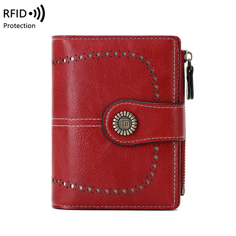 Portefeuille rétro antivol RFID pour femmes