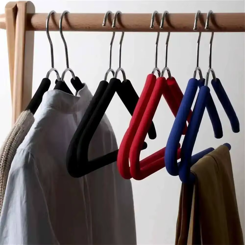 Lot de 5 cintres en caoutchouc antidérapants et résistants pour pantalons, costumes et manteaux, organisateur de rangement pour armoire