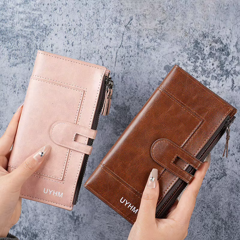 Portefeuille long en cuir PU tendance
