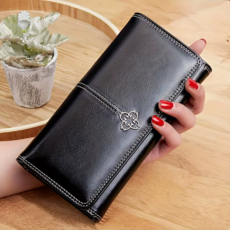 Portefeuille vintage pour femme – Design ultra-fin à deux volets