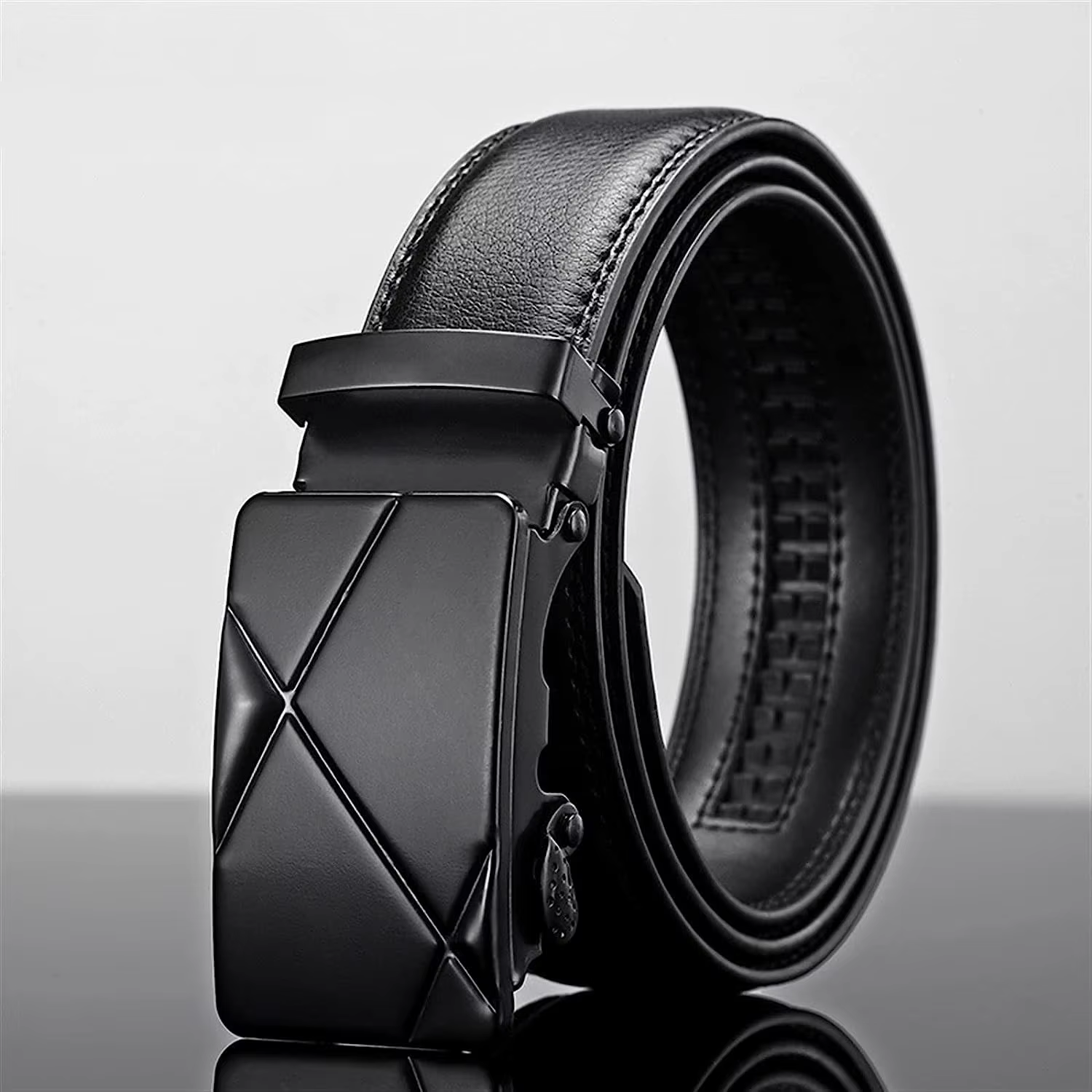 Ceinture en cuir PU noir pour hommes