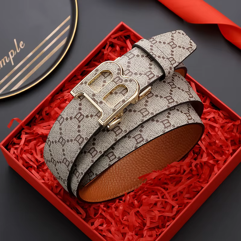Ceinture en cuir classique à imprimé B pour homme
