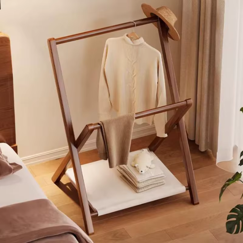 Porte-manteaux sur pied en bois ouvert, minimaliste et moderne, gain de place, pour chambre, dressing, salon et mobilier de soirée
