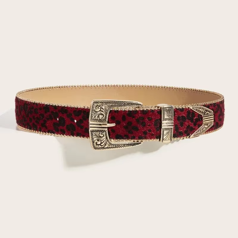 Ceinture pour femme à imprimé léopard rétro américain