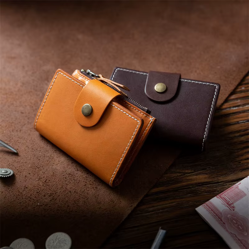 Zency – Mini portefeuille rétro en cuir de vache pour femmes