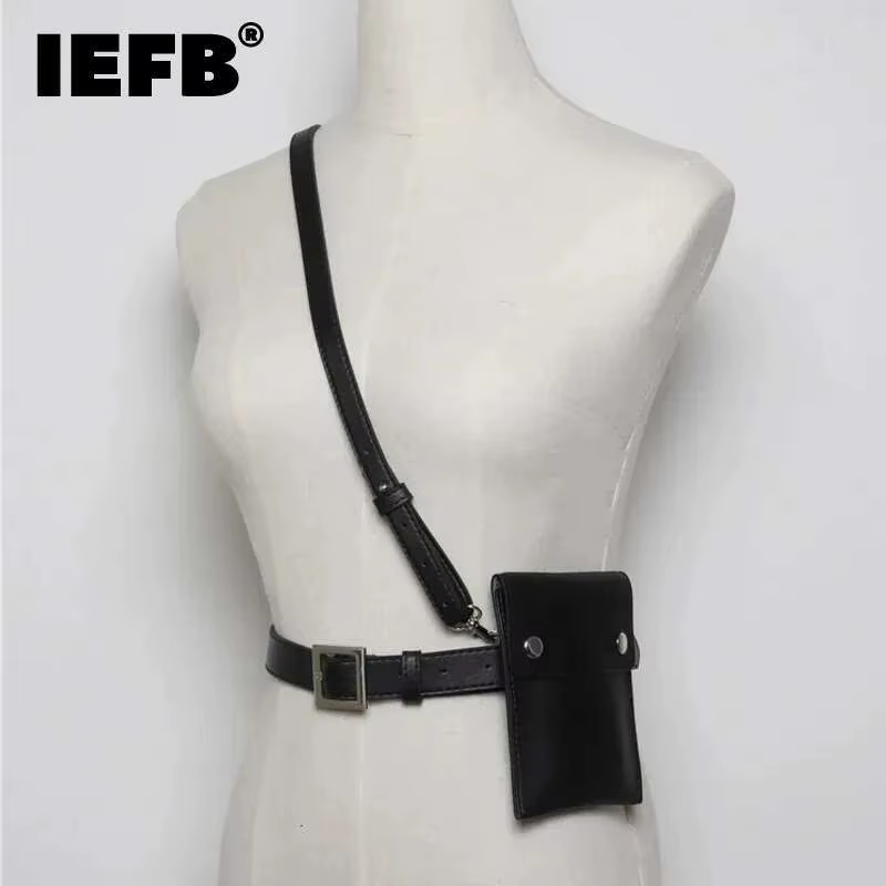 IEFB sangles toutes les mathématiques hommes femmes ceinture Mini-paquet nouvelle mode noir PU cuir ceintures vêtements accessoires multi-usages 9Y116