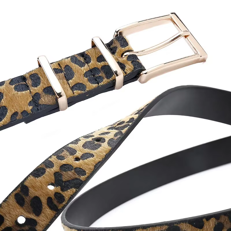 Ceinture en cuir léopard pour femmes