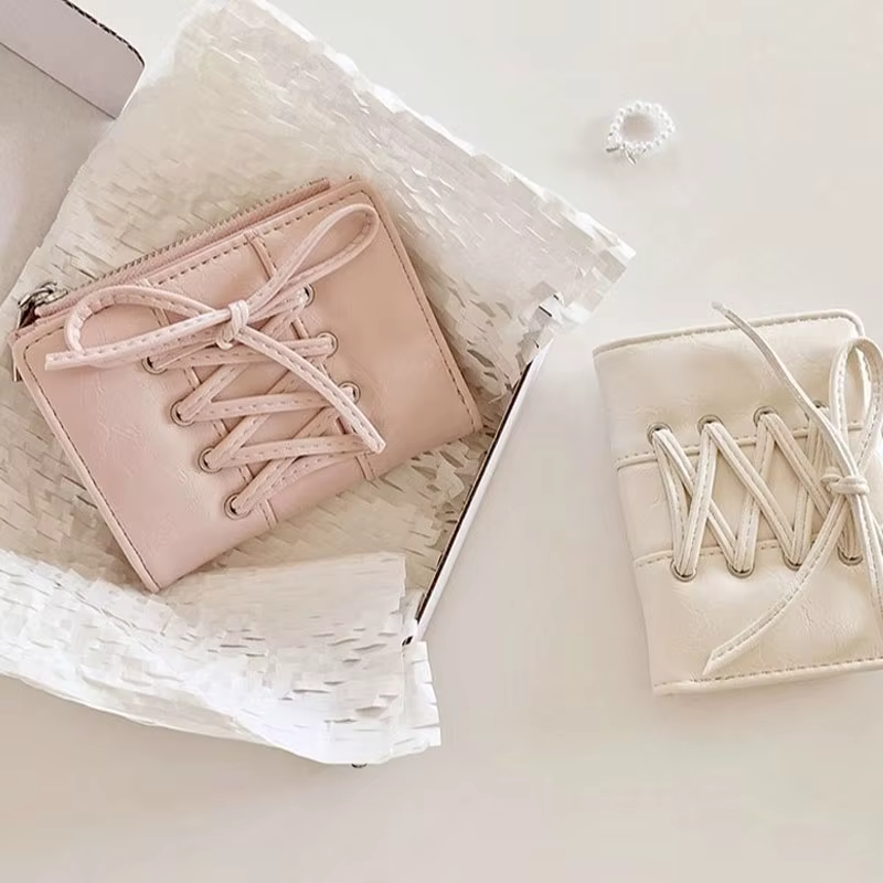 Portefeuille ultra fin à lacets pour femmes
