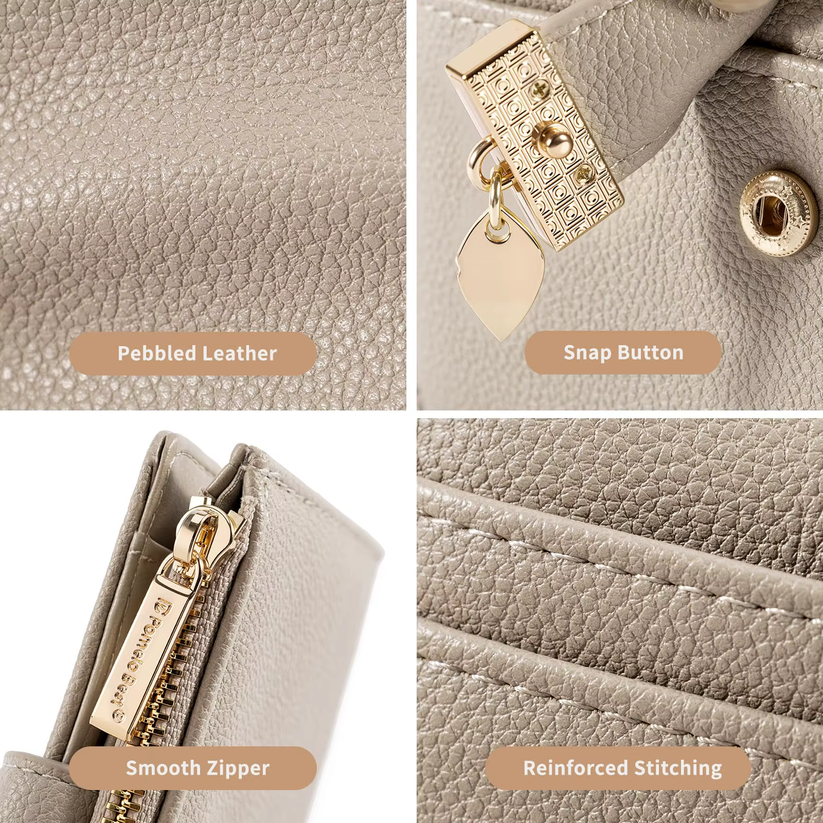 Portefeuille en cuir pour femme Pomelo Best avec poche à monnaie zippée