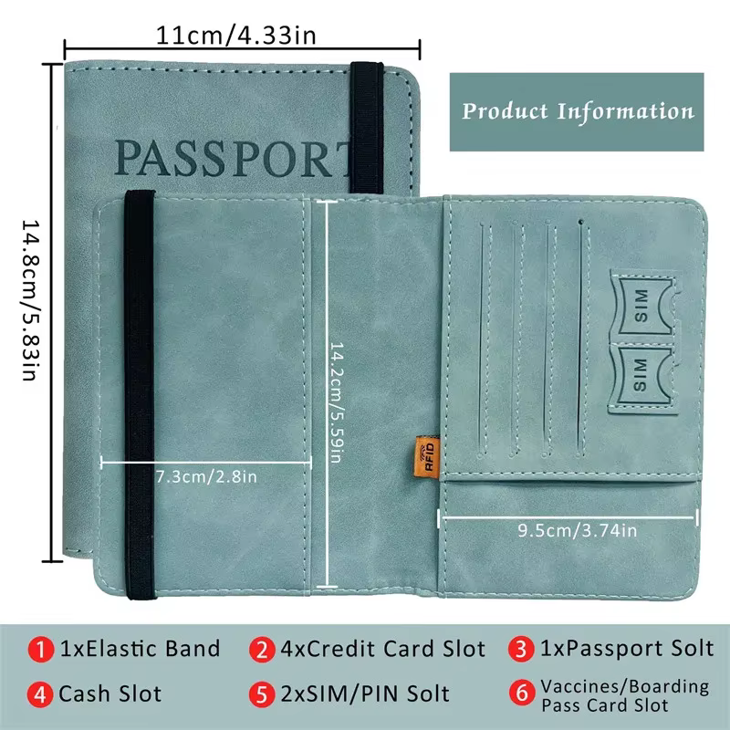 Femmes hommes RFID Vintage passeport d'affaires couvre support multi-fonction ID carte bancaire en cuir PU portefeuille étui accessoires de voyage