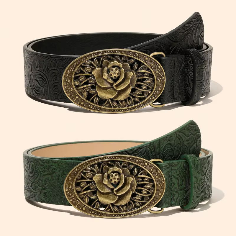 Ceinture en cuir ovale pour femme