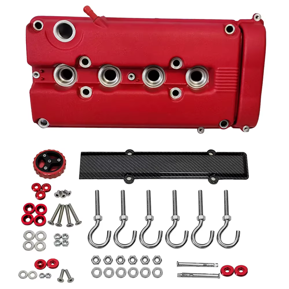 Support mural décoratif robuste pour couvercle de soupape de moteur de voiture avec 6 crochets, rouge