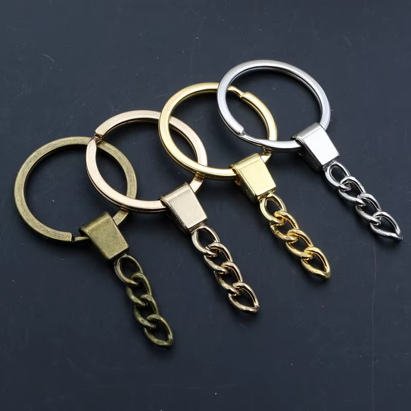 10pcs trousseau accessoires 30mm anneau avec 50mm longue chaîne porte-clés