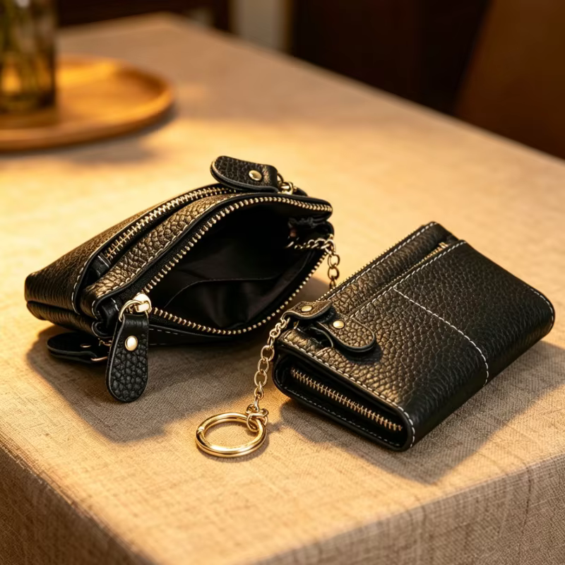 Porte-monnaie en toile brodée de cœurs style denim WERLLANDS