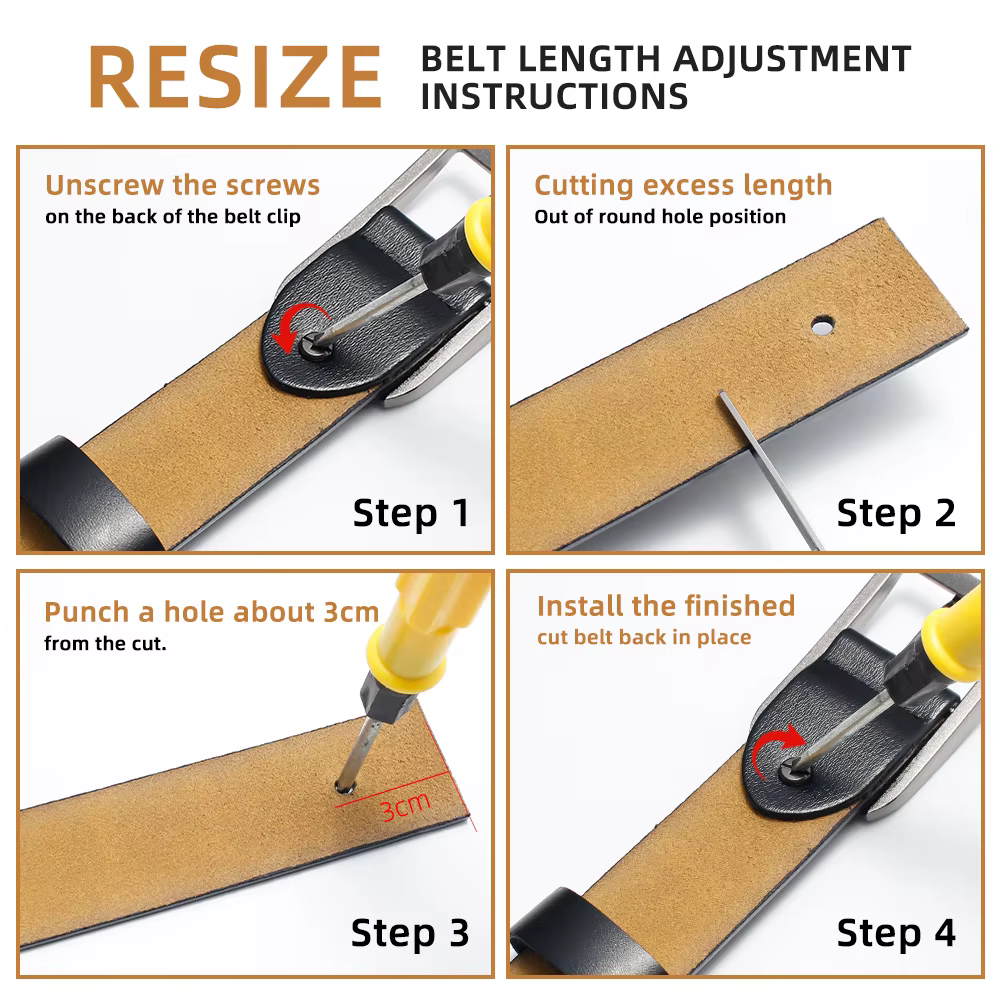 LAMBRUSSO Ceinture en cuir véritable de haute qualité pour hommes