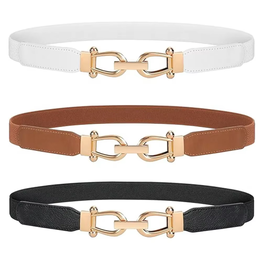 Ceinture Slim boutonnée dorée pour femmes