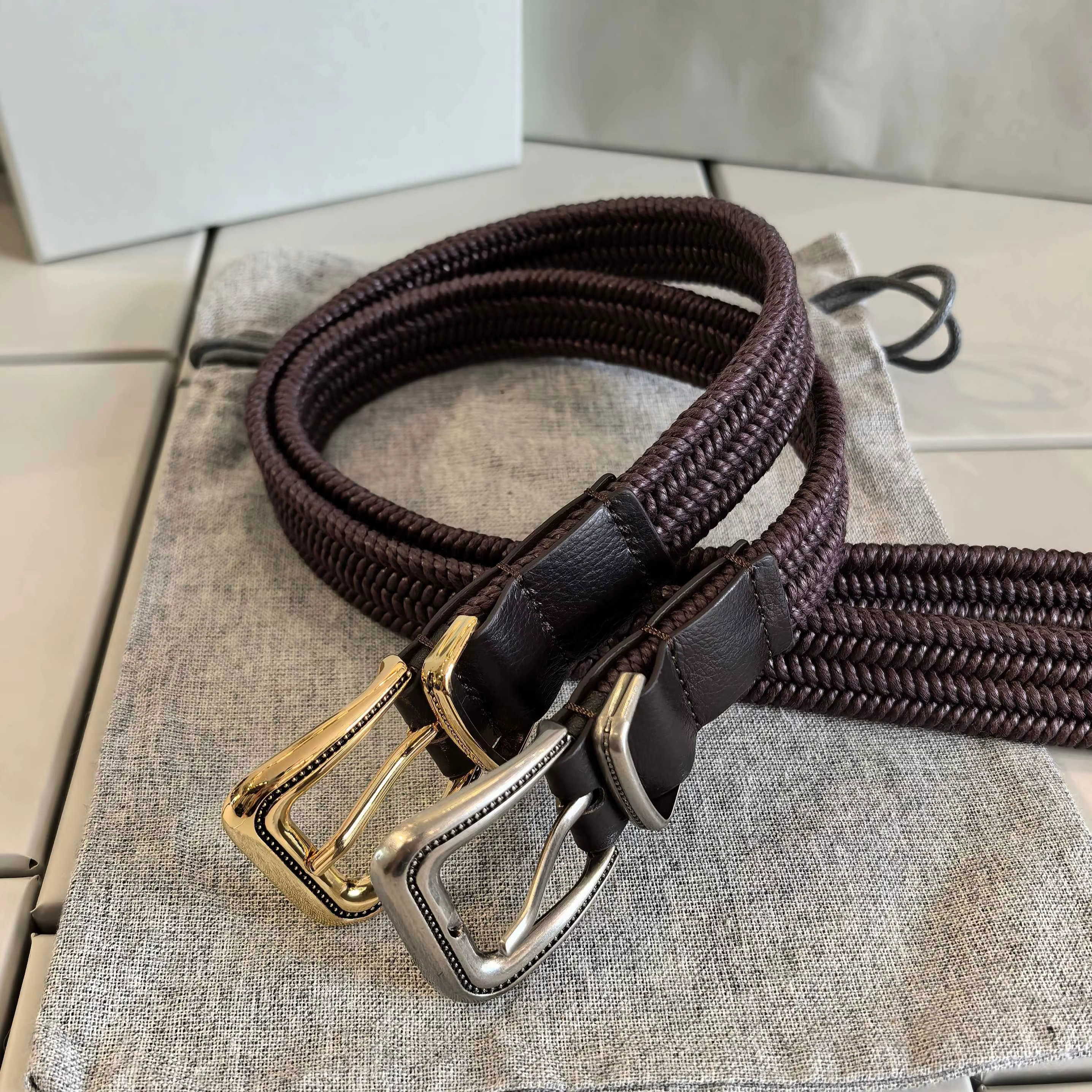 Ceinture tricotée très extensible pour femme, avec boucle ronde et sans trous, 26 Summer
