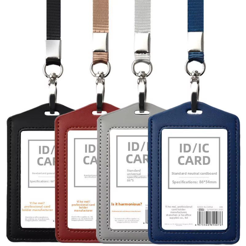 Porte-cartes en cuir avec cordon