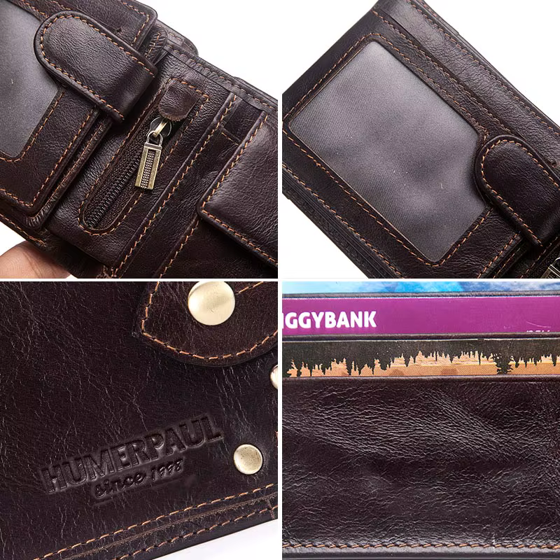 LAREET Fashion100 % portefeuille en cuir véritable pour hommes mince minimaliste exquis ID avec porte-monnaie poche blocage porte-carte de crédit