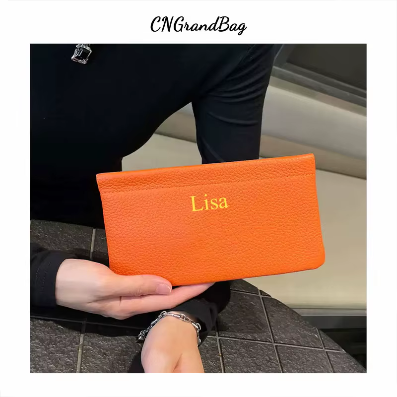 Portefeuille long minimaliste en cuir véritable pour femmes