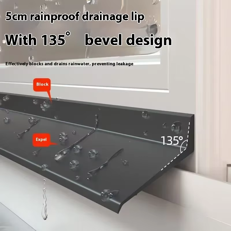 Barrière d'eau pour fenêtre coulissante – Système de drainage de fenêtre extérieure en TPE robuste, Compatible avec les fenêtres à glaçage simple/double