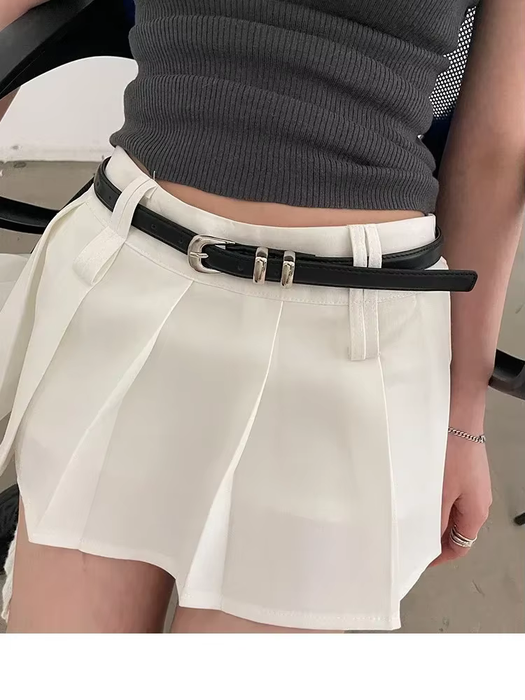 Ceintures à la mode pour femmes, noires, simples et fines, en PU, pour pantalons, jupes, polyvalentes, décontractées pour étudiants