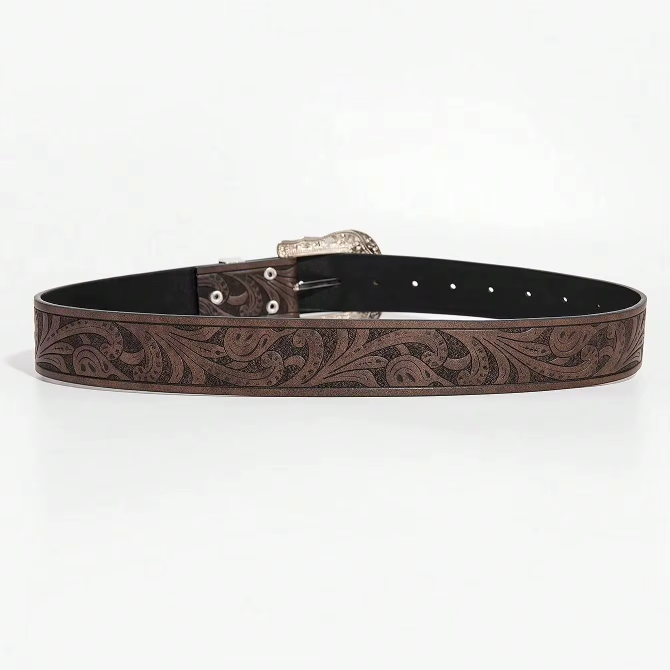 Ceinture marron sculptée de style bohème vintage pour hommes