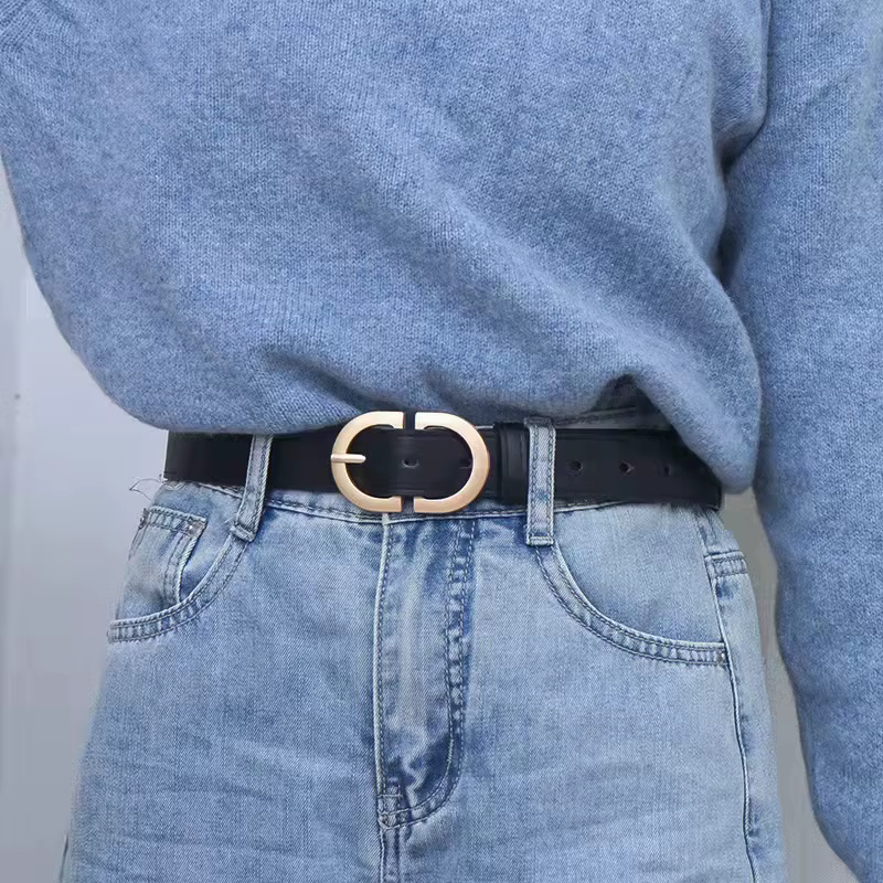 Ceinture à boucle en métal Simple pour femmes