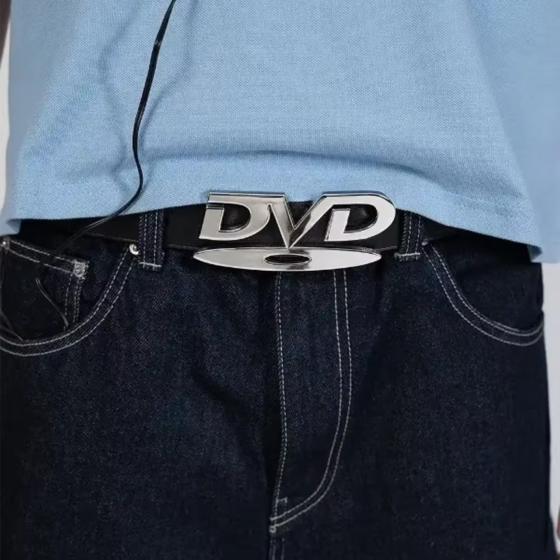 Ceinture unisexe à boucle DVD au design nostalgique