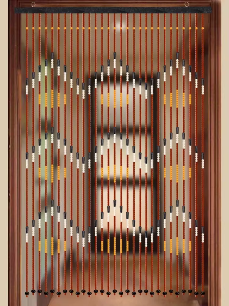 Rideau de perles en bois fait main, rideau de porte en bois à ondes rétro, moustiquaire pour véranda ou séparateur de chambre, décoration artistique pour la maison
