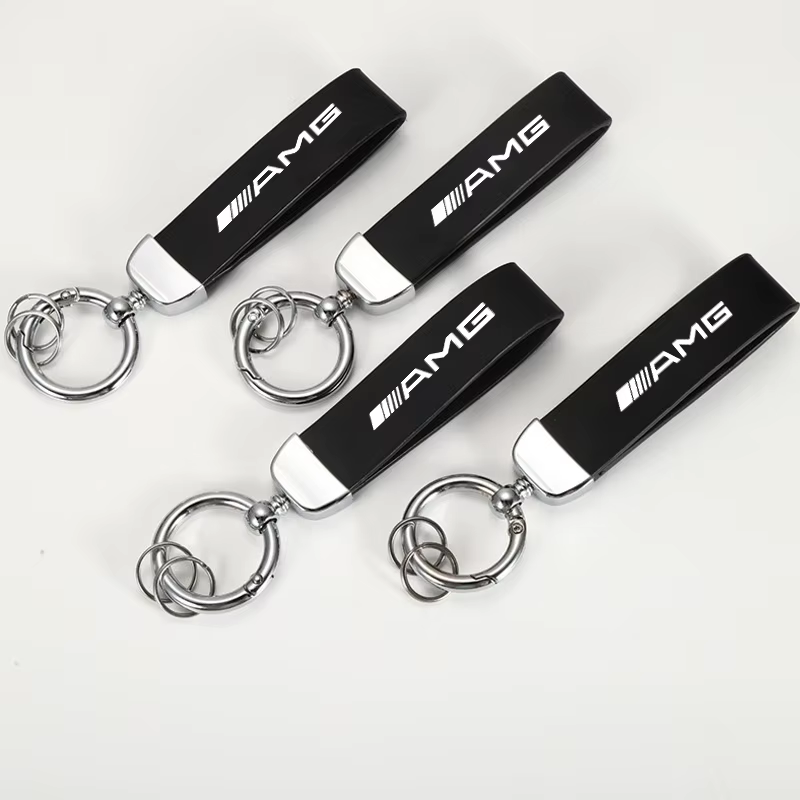 Porte-clés de voiture en cuir et métal